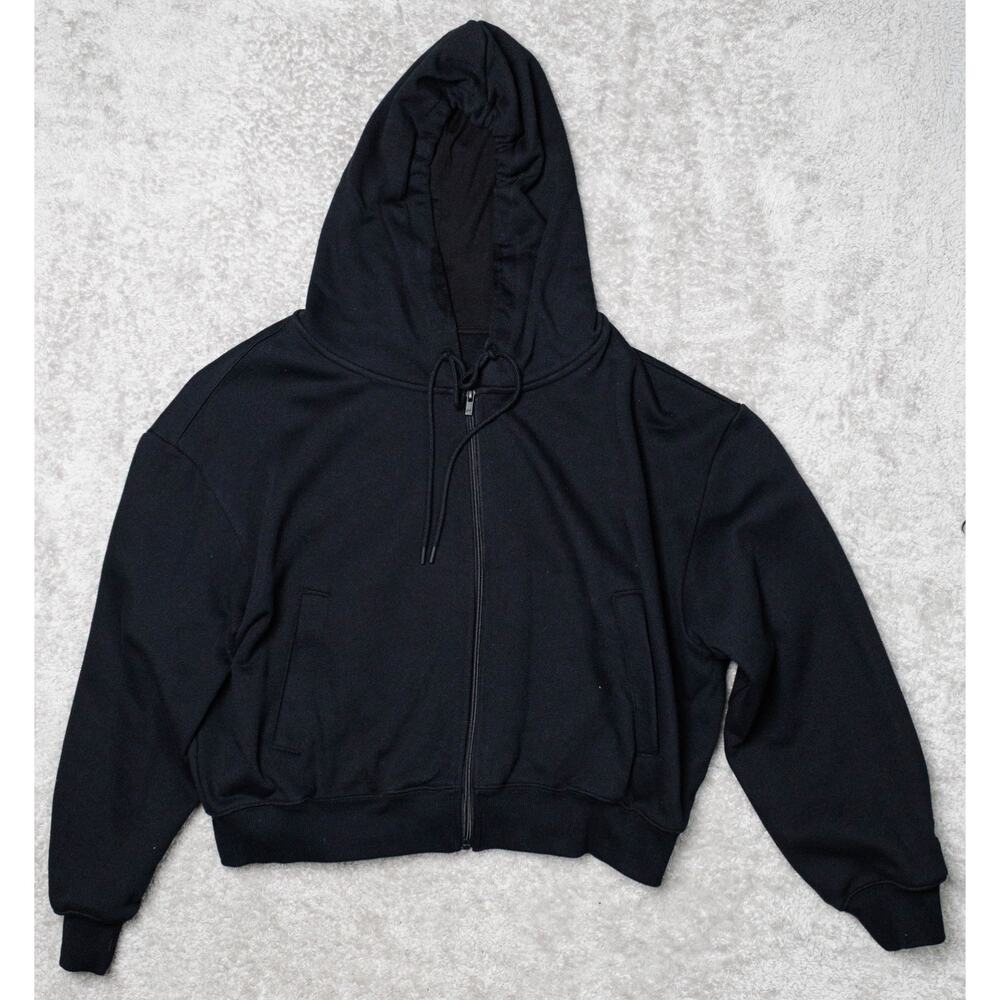 Fabletics Black Terry Weekend Full Zip Baggy Hood… - image 1